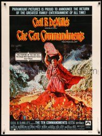 8j227 TEN COMMANDMENTS 30x40 R72 Cecil B. DeMille classic starring Charlton Heston & Yul Brynner!