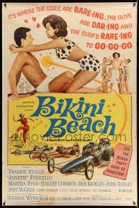 8j246 BIKINI BEACH 40x60 '64 Frankie Avalon, Annette Funicello, sexy Martha Hyer!