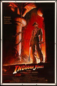 8j297 INDIANA JONES & THE TEMPLE OF DOOM 40x60 '84 adventure is Ford's name, Bruce Wolfe art!