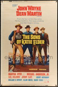 8j347 SONS OF KATIE ELDER style Y 40x60 '65 line up of John Wayne, Dean Martin & more + Martha Hyer!