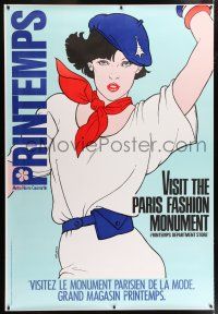 8j008 PRINTEMPS DS 47x69 French advertising poster '80s sexy woman in blue beret by Helene Majera!