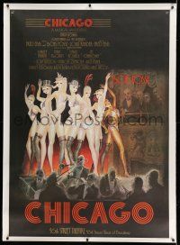 8j086 CHICAGO 42x28 stage poster ''75 Bob Fosse, cool T.W. artwork of dancers on stage!
