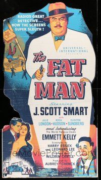 8j401 FAT MAN standee '51 J. Scott Smart, young Rock Hudson, Julie London, William Castle mystery!