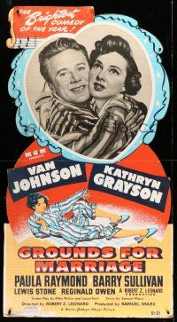 8j410 GROUNDS FOR MARRIAGE standee '51 Van Johnson & pretty opera singer Kathryn Grayson!