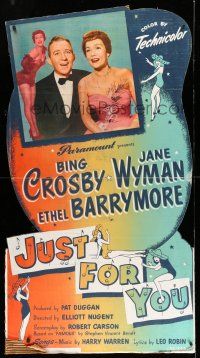 8j418 JUST FOR YOU standee '52 great images of sexy Jane Wyman & Bing Crosby + sexy artwork!