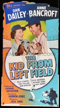 8j419 KID FROM LEFT FIELD standee '53 Dan Dailey, Anne Bancroft, great baseball artwork!
