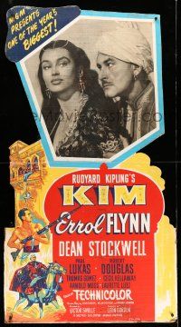 8j420 KIM standee '50 Errol Flynn & Laurette Luez in mystic India, from Rudyard Kipling story!