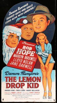 8j422 LEMON DROP KID standee '51 Bob Hope, sexy Marilyn Maxwell, Damon Runyon's zaniest!