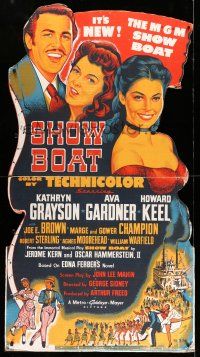 8j438 SHOW BOAT standee '51 different art of Kathryn Grayson, sexy Ava Gardner & Howard Keel!