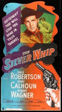 8j439 SILVER WHIP standee '53 Dale Robertson, Rory Calhoun, cool pointing gun artwork!