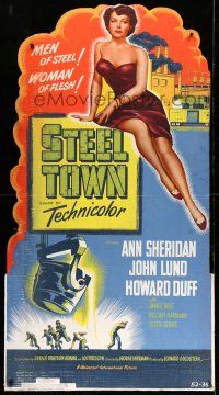 8j444 STEEL TOWN standee '52 sexy Ann Sheridan is a woman of flesh, Lund & Duff are men of steel!