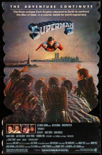 8j447 SUPERMAN II standee '81 Christopher Reeve battles Terence Stamp & villains over New York!