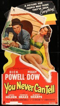 8j460 YOU NEVER CAN TELL standee '51 Dick Powell is a reincarnated dog who inherited a fortune!