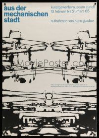 8j016 AUS DER MECHANISCHEN STADT 36x50 Swiss Art Exhibition '65 really cool surreal abstract art!