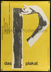 8j019 DAS PLAKAT Swiss Art Exhibition '53 Hans Falk artwork of letter P made with an arm!
