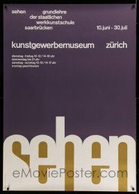 8j031 SEHEN 36x50 Swiss Art Exhibition '67 cool Ruedi Becker art and title design!