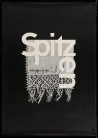 8j032 SPITZEN 36x50 Swiss Art Exhibition '69 really cool Helen Sanger design of lace handkerchief!