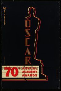 8k015 70TH ANNUAL ACADEMY AWARDS 1sh '98 cool image of the Oscar Award as a neon theater sign!