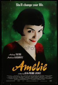 8k050 AMELIE 1sh '01 Jean-Pierre Jeunet, great close up of Audrey Tautou!