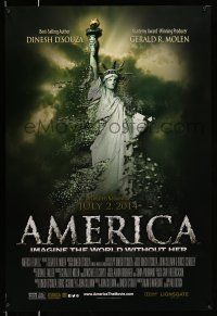 8k051 AMERICA: IMAGINE THE WORLD WITHOUT HER advance DS 1sh '14 Statue of Liberty crumbling!