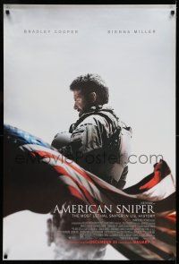 8k058 AMERICAN SNIPER advance DS 1sh '14 Clint Eastwood, Bradley Cooper as legendary Chris Kyle!