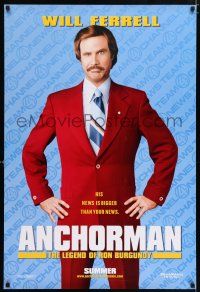 8k063 ANCHORMAN teaser DS 1sh '04 The Legend of Ron Burgundy, image of newscaster Will Ferrell!