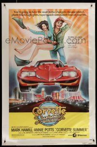 8k181 CORVETTE SUMMER style A 1sh '78 art of Mark Hamill & sexy Annie Potts on custom Corvette!