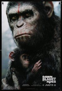 8k205 DAWN OF THE PLANET OF THE APES style B teaser DS 1sh '14 close-up of Caesar w/ his son!