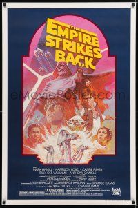 8k236 EMPIRE STRIKES BACK 1sh R82 George Lucas sci-fi classic, cool artwork by Tom Jung!