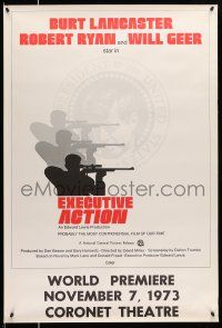 8k246 EXECUTIVE ACTION advance 1sh '73 Burt Lancaster, Robert Ryan, JFK assassination!