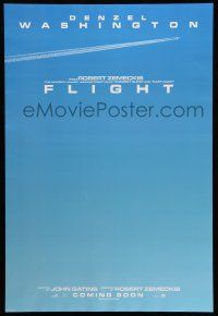 8k267 FLIGHT teaser DS 1sh '12 Denzel Washington, John Goodman, cool image of jet & contrail!