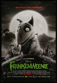 8k271 FRANKENWEENIE advance DS 1sh '12 Tim Burton, horror image of wacky dog!