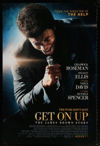 8k284 GET ON UP advance DS 1sh '14 great image of Chadwick Boseman as James Brown!