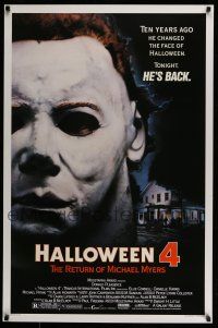 8k312 HALLOWEEN 4 1sh '88 Ten years ago he changed Halloween. tonight Michael Myers is back!