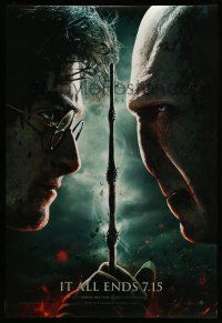 8k319 HARRY POTTER & THE DEATHLY HALLOWS PART 2 teaser DS 1sh '11 Radcliffe facing off w/Fiennes!