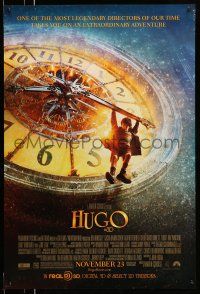 8k345 HUGO advance DS 1sh '11 Martin Scorsese, Ben Kingsley, cool image of kid hanging on clock!