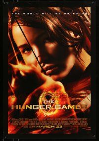 8k346 HUNGER GAMES advance DS 1sh '12 cool image of Jennifer Lawrence as Katniss!
