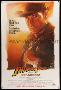 8k367 INDIANA JONES & THE LAST CRUSADE advance 1sh '89 Harrison Ford by Drew Struzan!