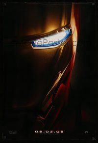 8k390 IRON MAN teaser DS 1sh '08 Robert Downey Jr. is Iron Man, cool close-up of mask!