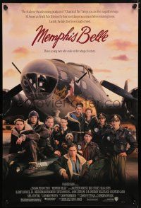 8k484 MEMPHIS BELLE 1sh '90 Matt Modine, Sean Astin, cool cast portrait by WWII B-17 bomber!