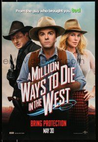 8k490 MILLION WAYS TO DIE IN THE WEST teaser DS 1sh '14 close-up of MacFarlane, Theron, Neeson!
