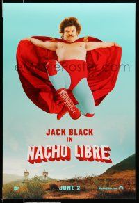 8k525 NACHO LIBRE front style teaser DS 1sh '06 wacky image of Mexican luchador wrestler Jack Black