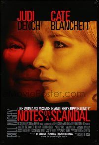 8k548 NOTES ON A SCANDAL advance DS 1sh '06 cool close up images of Judi Dench, Cate Blanchett!