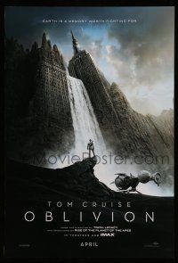 8k554 OBLIVION teaser DS 1sh '13 Morgan Freeman, image of Tom Cruise & waterfall in city!