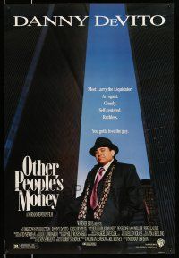 8k561 OTHER PEOPLE'S MONEY 1sh '91 Danny DeVito, Gregory Peck, Penelope Ann Miller!