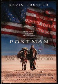 8k582 POSTMAN advance 1sh '97 cool post-apocalyptic image of Kevin Costner!