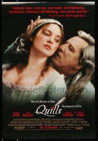 8k605 QUILLS DS 1sh '00 sexy image of Marquis de Sade Geoffrey Rush with pretty Kate Winslet!