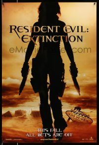 8k618 RESIDENT EVIL: EXTINCTION teaser 1sh '07 silhouette of zombie killer Milla Jovovich!