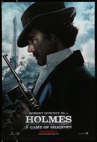 8k664 SHERLOCK HOLMES: A GAME OF SHADOWS teaser DS 1sh '11 Robert Downey Jr in title role w/Mauser!