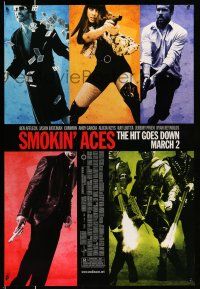 8k684 SMOKIN' ACES advance DS 1sh '07 Ben Affleck, Jason Bateman, Ryan Reynolds, Alicia Keys!